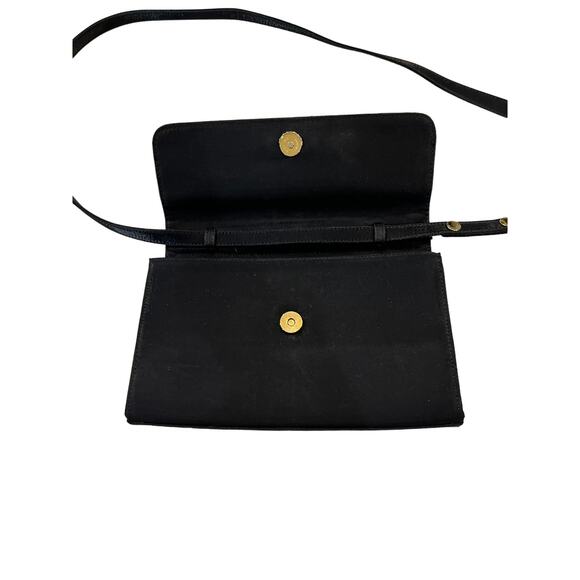 Diahann Carroll Black Satin Handbag/Clutch Detachable Strap Evening GLAM Retro - Picture 4 of 6